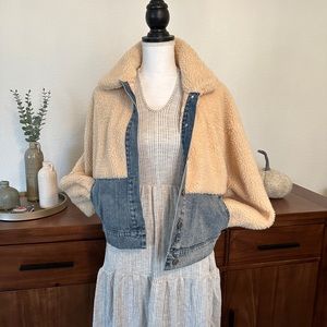 Brand new color block Sherpa and denim jacket